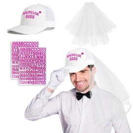 BOOSHMall Bachelor Party Men, JGA Men's Costume Set, with Hat and Veil, 2 Tattoos, for Stag Party Costume Accessories, Men's Wedding Decoration