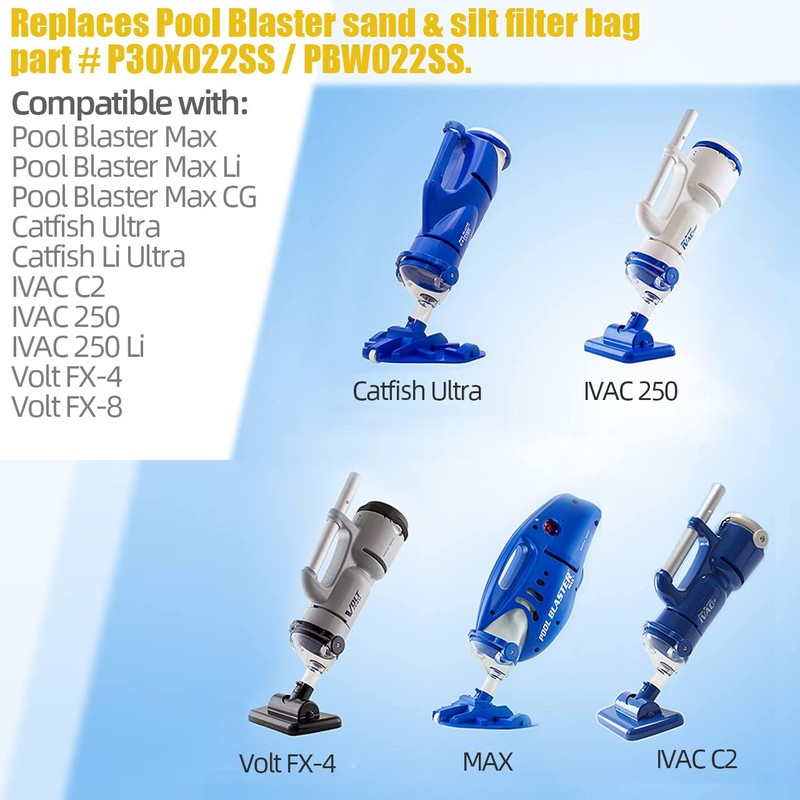 Pool Vacuum Cleaner Reusable Filter Bag with 10-Pack Ultrafine Mesh