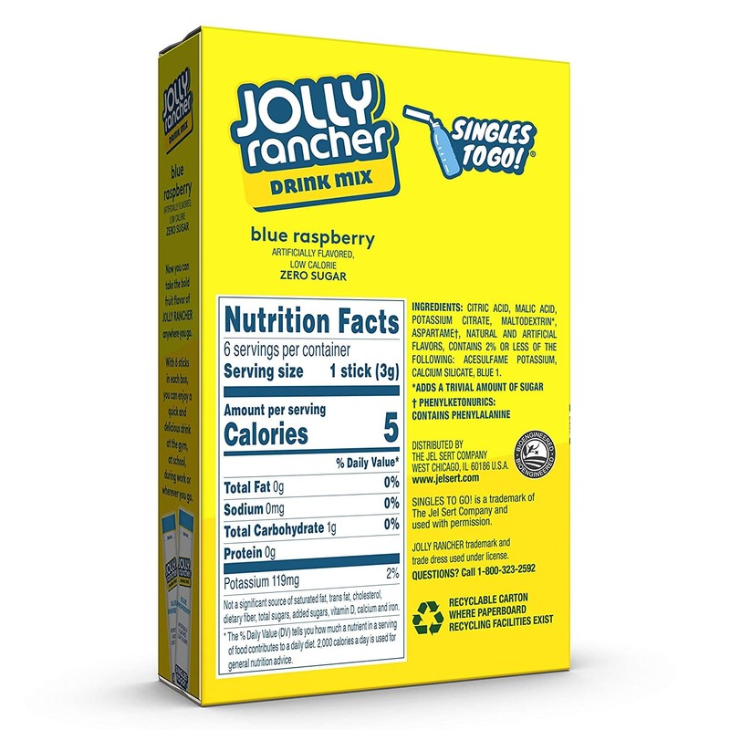 Jolly Rancher Blue Raspberry Singles To Go Drink Mix, 0.65