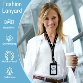 Skull Skeleton Badge Holder Retractable Lanyard, Lanyards for ID Badges Name Tags Vertical Card Holder, Detachable Lanyard Badge Reel Retractable, Teacher Nurse Workers Women Office Gifts I'm Fine