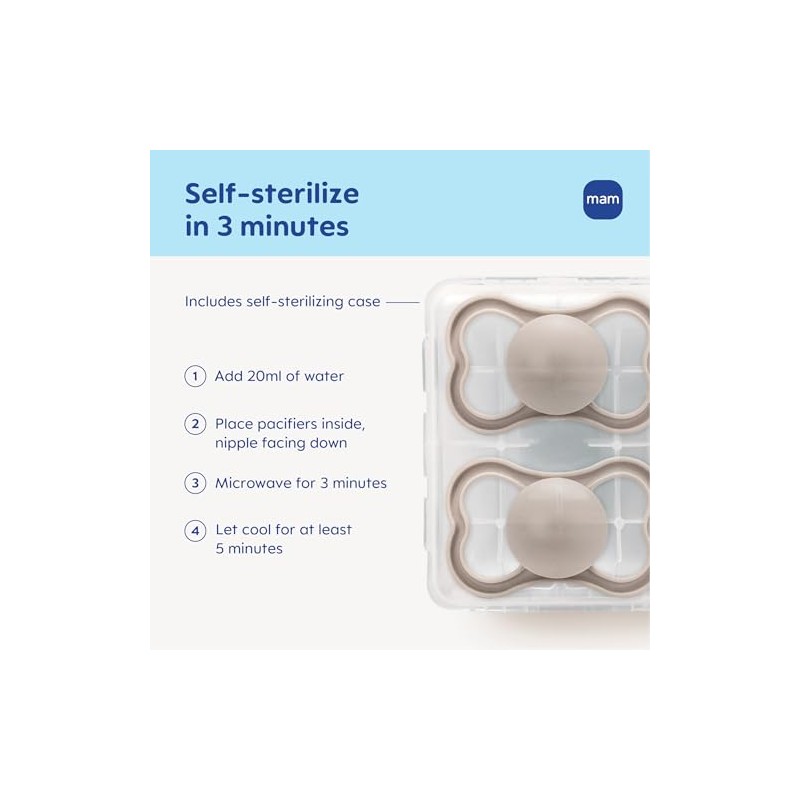 MAM Supreme Night Pacifiers (2 Pack, 1 Sterilizing Pacifier Case),