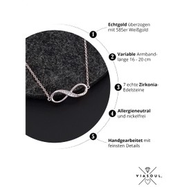 VIASOUL® Infinity Bracelet I Infinity Sign Necklace for Women I Plated with 585 Gold I The Original Infinity Bracelet, Brass