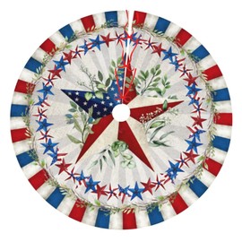 Patriotics Tree Skirt Skirt Stars and Stripes Memorial Day Christmas Tree Skirts 4th of July Veterans Day Xmas Tree Mat Christmas Tree Ornaments Decoration 30"
