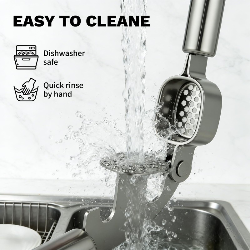 Stainless Steel Garlic Press,Thickened Garlic Crusher,Ergonomically Designed Handle for Effortless