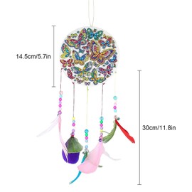 MEISO DIY 5D Diamond Painting Sets, Lucky Wind Chimes Diamond Painting Sets Includes Accessories, Tools, Picture Set, Diamond Painting with Frame (Butterfly)
