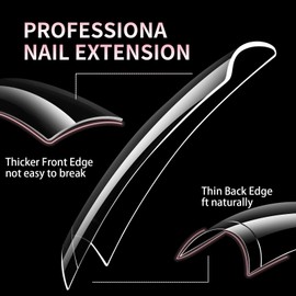 Nail Tips - 504PCS Soft Gel Full Cover Nail Tips Kit for Nails Extensions, Clear Acrylic Glue Tips ，Nail Tips for Manicure Salons Nail Art (Duckbill shaped)