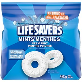 LIFE SAVERS, Pep O Mint Individually Wrapped Candy Mints, Sharing Bag, 368g
