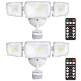 USTELLAR 55W Security Lights Motion Outdoor with Remote, Motion Sensor Outdoor Light Dusk to Dawn 5500LM 5000K, IP65 Waterproof, Motion Detected Flood Lights Wired for Yard, House, 2 Pack