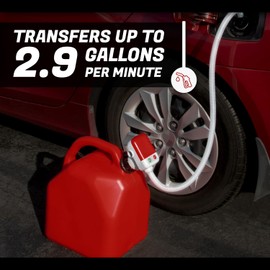 TERA PUMP [ AUTO-STOP ] Gas Cap Fuel Transfer Pump (Gasoline, Diesel, Kerosene) Universal Spout Replacement for Gas Cans and Containers