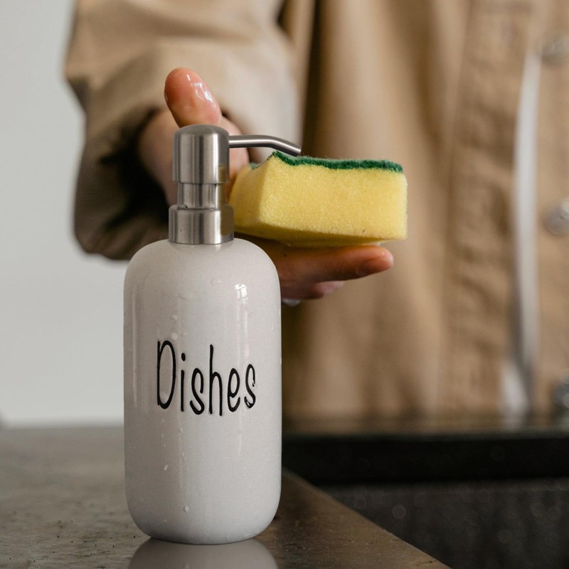 18oz Ceramic Soap Dispenser Set (2 Pack) with Stainless Steel