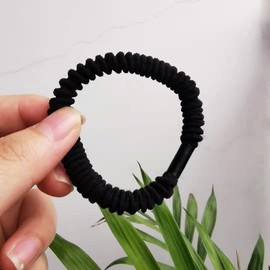 Black Hair Ties Scrunchies Soft Stretchy Hair Elastic Ties Hair Bands Hair Rubber Ties High Elasticity Ponytail Scrunchie Holder Scrunchy Hair Accessories for Women Girls Thick Thin Hair (5 Black)
