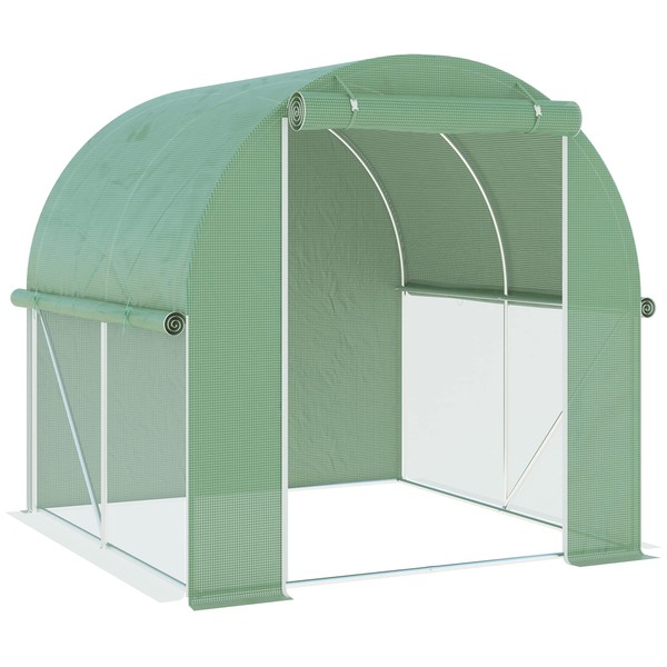 Heemab Outdoor Walk-in Greenhouse Tunnel with Roll-Up Plastic Cover and