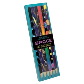 The Unemployed Philosophers Guild Space Pencil Set - Box Wooden Paint-Dipped Unsharpened #2 Lead Pencils, Set of 6 Unique Designs