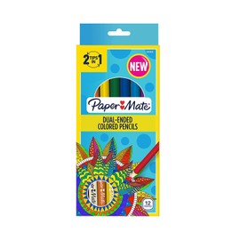 Paper Mate Dual-Ended Wood Colored Pencils, Break-Resistant, Pre-Sharpened, Assorted, Pack of 12