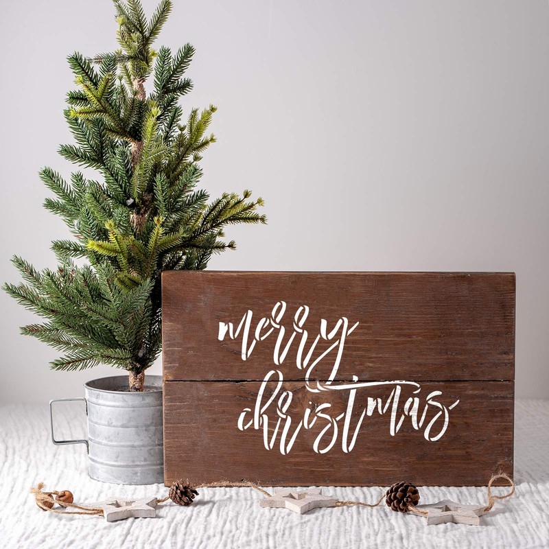 Merry Christmas Script Stencil - Reusable Stencils for Painting -