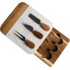 Cheezcare White Marble Cheese Board - Acacia Wood - 3-Knife