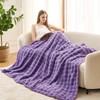 Deamsure Throw Blanket for Couch Lavender 3D Bubble Fleece Soft