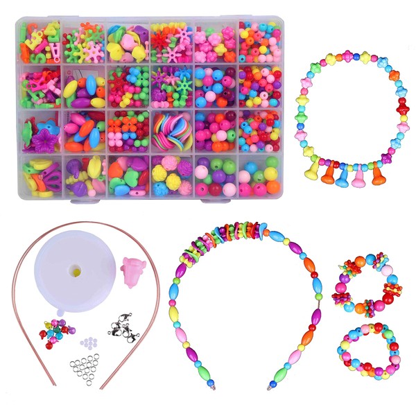 QH-Shop Children's DIY Bracelet 24 Compartments Colour Plastic String Beads
