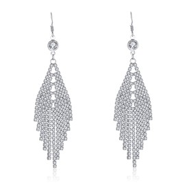 Kruckel Chandelier Long Dangling Earrings - Transparent Sparkling Crystal Tassel Drops Sterling Silver, Jewelry for Women Lightweight Easy - Wear Fashion Minimalist Design Accesory