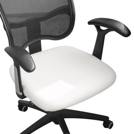 FORCHEER Waterproof Office Chair Seat Covers PU Strech Computer Desk Chair Seat Cushion Slipcovers - White