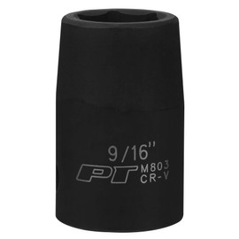 Performance Tool M803 1/2 Drive 9/16 6-Point Impact Socket for Heavy-Duty Use in Automotive and Industrial Applications