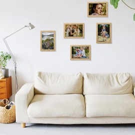 Soluiresy 5x7 Picture Frame Set of 4, Wood Picture Frame Display Pictures 5x7 Wall Hanging Photo Frame or Tabletop Display Gallery Frame (Wood)