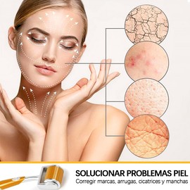 Rodillo Facial para Cuidado, Estimular la Producción de Colágeno y Elastina, Disminuye Arrugas, Manchas y Cicatrices, Estimula el Crecimiento de Barba.