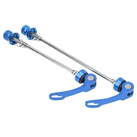 equlup 2Pcs Bike Wheel Hub Skewers, 135mm/5.3in Front and 170mm/6.7in Rear Skewers Quick Release Skewer Clip Bolt Lever for Mountain Road Bikes (Blue)