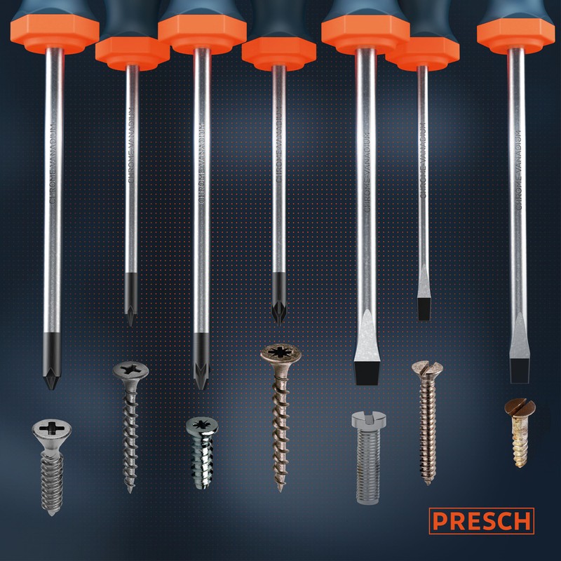 Presch Screwdriver Set 7 Pieces - Magnetic Screwdriver Sets with