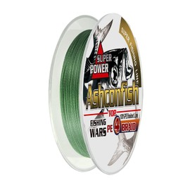 Ashconfish 4 Braid Fishing Line, 4 Strand, X4, 164.0 Yards (150 m), 0.004 - 0.02 Inch Diameter (0.4 - 10 Gou), Single Color/Multicolor, Dark Green