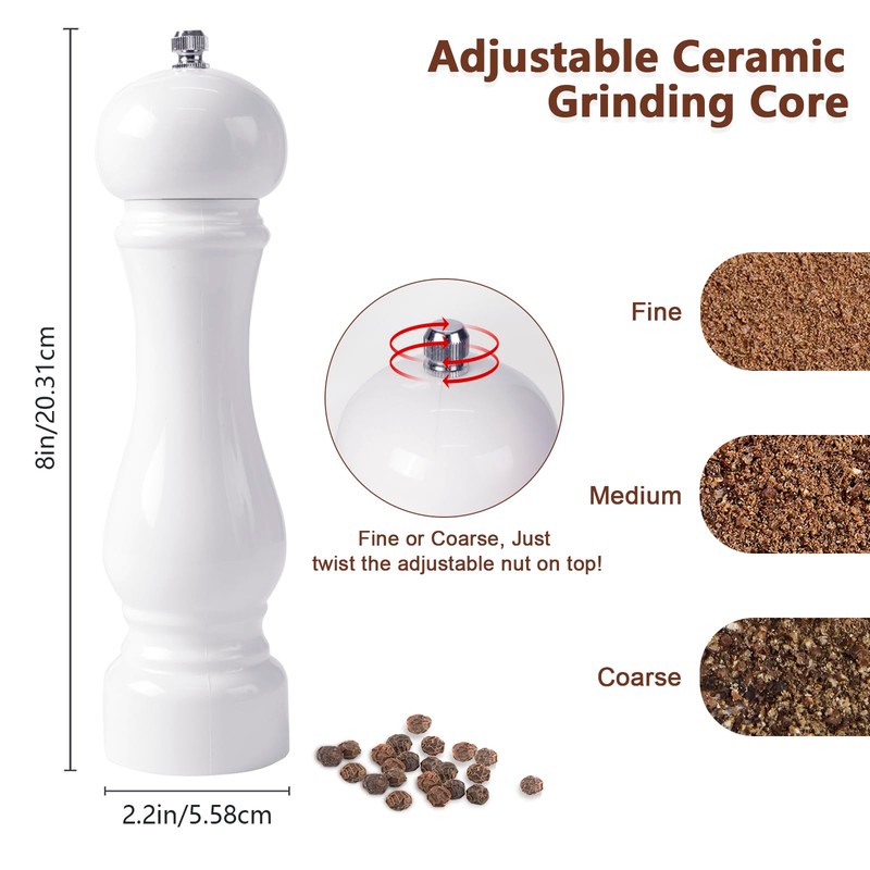 LHS Pepper Mill Grinder Salt Grinder, Arcylic Peppercorn Grinders with
