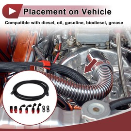 X AUTOHAUX AN6 Fuel Line Kit 5.01ft Vacuum Hose Automotive Fuel Hose with Adapter Pipe Clamp 1 Set