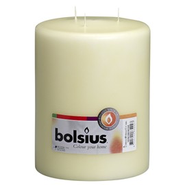 BOLSIUS 3 Wick Ivory Pillar Candle Large – 6x8 Inches - Premium European Quality - 100 Hours Burning Time - Smooth and Smokeless Flame - Relight Unscented Wedding, Dinner, Party, and Décor Candle
