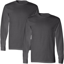 Fruit of the Loom Men's Lightweight Cotton Tees (Short, Long Sleeve-2 Pack-Charcoal, 3X-Large