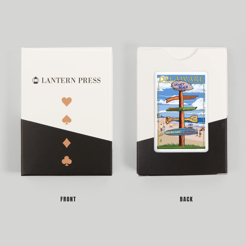 Lantern Press Dewey Beach, Delaware, Destinations Sign (52 Playing Cards,