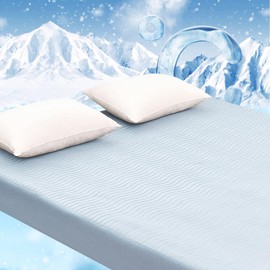 Luxury Mattress Pads Twin Size - Cooling and Breathable Mattress Protector Fitted Sheet - Mattress Cover Q-Max>0.4 Cooling System for Hot Sleepers - Deep Pockets Stretch up to 15"- Blue