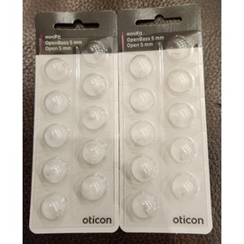 Oticon miniFit 2 pack Oticon minifit (Open Bass 5- Open 5 mm) Domes 20 Domes / USA Fast shipper