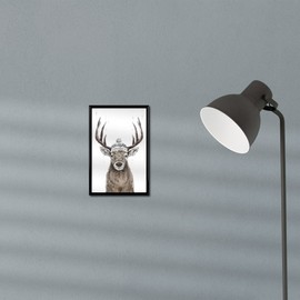 artboxONE Poster with Black Frame 60 x 40 cm Deer Animals Let's Go Outside - Picture Deer Beanie Deer