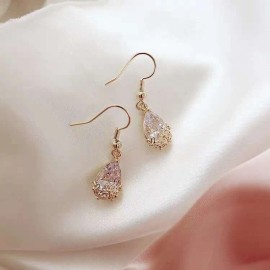Handmade 18K Gold Plated Crystal Teardrop Dangle Drop Earrings for Women,Hook Earrings