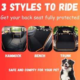 Dog Car Seat Cover for Back Seat for Cars & SUVs - Durable Pet Car Seat Cover Backseat Protector, Nonslip Dog Hammock for Car, Waterproof Scratchproof Rear Seat Cover Against Dirt, Fur, W/Side Flaps