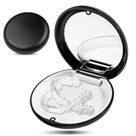 WHYCNJL 1 Stück Zahnspangenbox Zahnspangenbox Aligner Box Prothesenaufbewahrungsbox Zahnspangenbox Tragbare Zahnspangenbox Leicht zu reinigendes Etui für Zahnspangen (Schwarz)