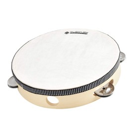 MUSICUBE 8-Inch Headed Tambourine for Adults Kids Single Row Wooden Headed Tambourine with Stainless Iron Jingles Educational Hand-Held Percussion Instrument Toys for Home School Party Supplies