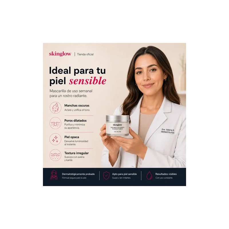Skinglow Mascarilla Aclarante Antimanchas Avena Arroz 30g