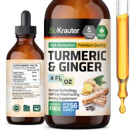 BIO KRAUTER BIO KRAUTER Turmeric and Ginger Supplement Tincture - Curcumin Immune Support Drops - Turmeric Supplement with Black Pepper - Vegan Formula - 4 Fl.Oz.