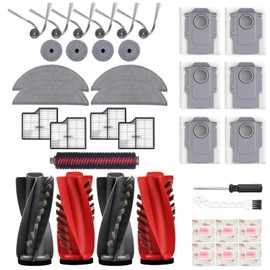 Bpbdzz Replacement Kit for Roborock Saros 10 Robot Vacuum/G30 4 Main Brushes, 1 Base Station Brush, 4 Filters, D-Shaped & Round Mop Pads, 6 Side Brushes, 6 Dust Bags,1 Cleaning Brush