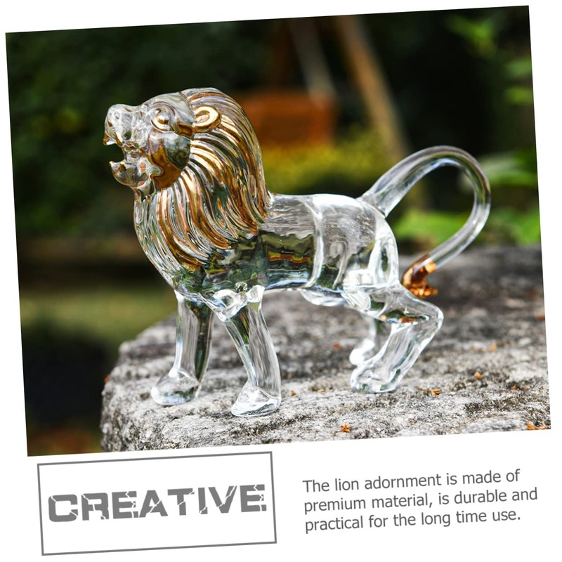 ORFOFE Decorative Lion Statue Crystal Lion Shape Tabletop Decor for
