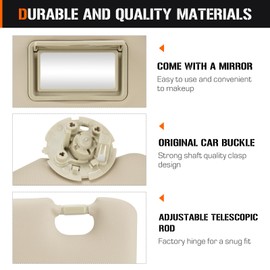 Sun Visor for 2011-2016 Chevy Cruze, Left Driver Side Beige Sunvisor Replace Ment ‎95034256, 95034253, 84126667, 84126658