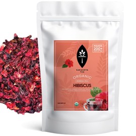 Sarasota Tea, Organic Hibiscus Tea, Gourmet, 100% Organic Hibiscus Loose Leaf Herbal Tea, Premium Grade, 1 Pound Bag of Loose Leaf Tea