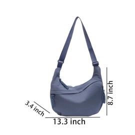 Hobo Bag for Women Men Nylon Crossbody Crescent Adjustable Shoulder Multi-Pocket Sling Bag