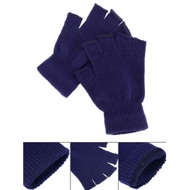 SATINIOR 2 Pair Unisex Half Finger Gloves Winter Stretchy Knit Fingerless Gloves in Common Size